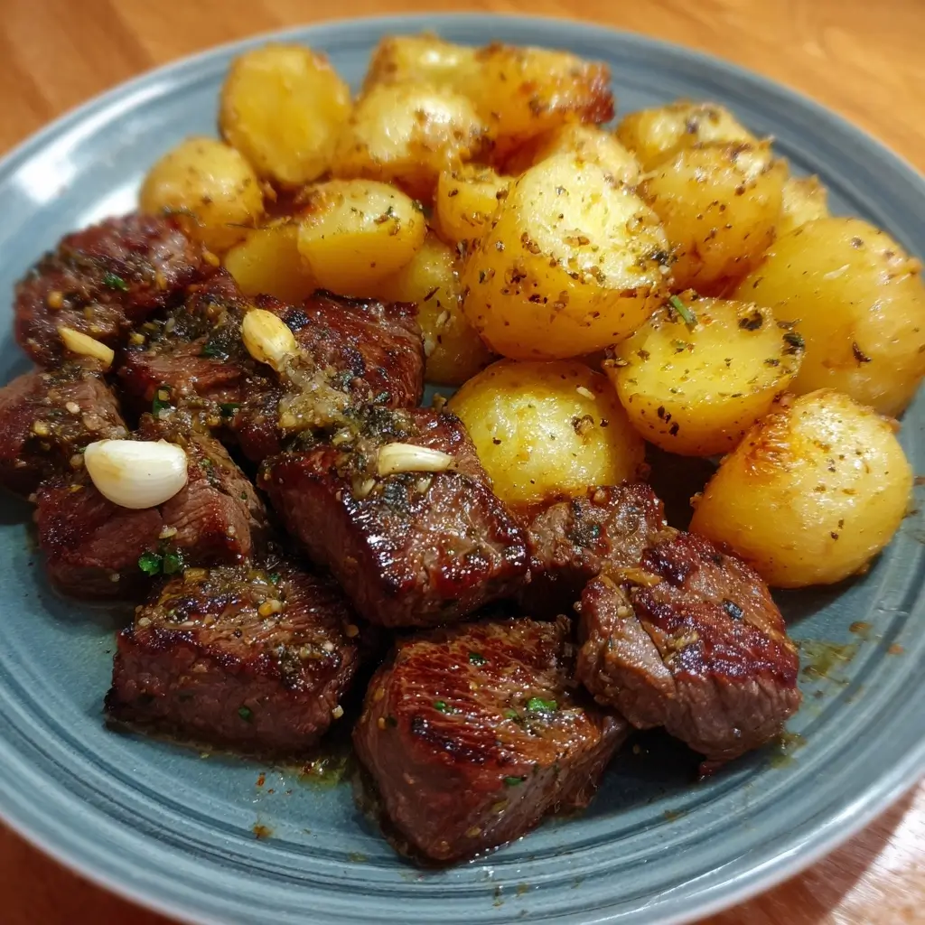 Garlic Butter Steak Bites and Potatoes
