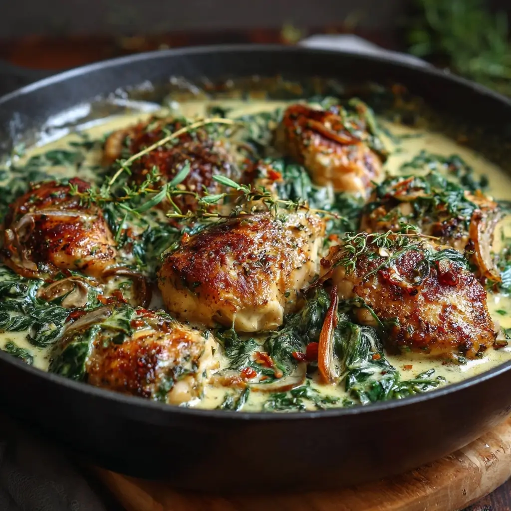 One Pan Creamy Spinach Chicken
