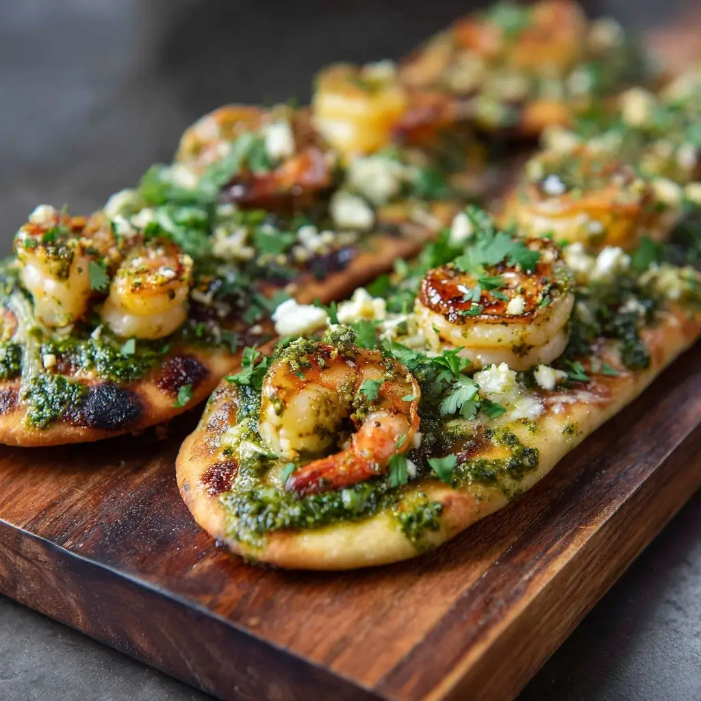Pesto Shrimp Flatbreads