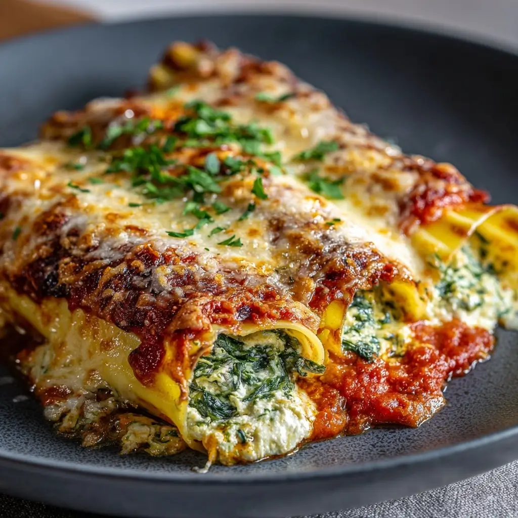 Spinach Ricotta Stuffed Manicotti