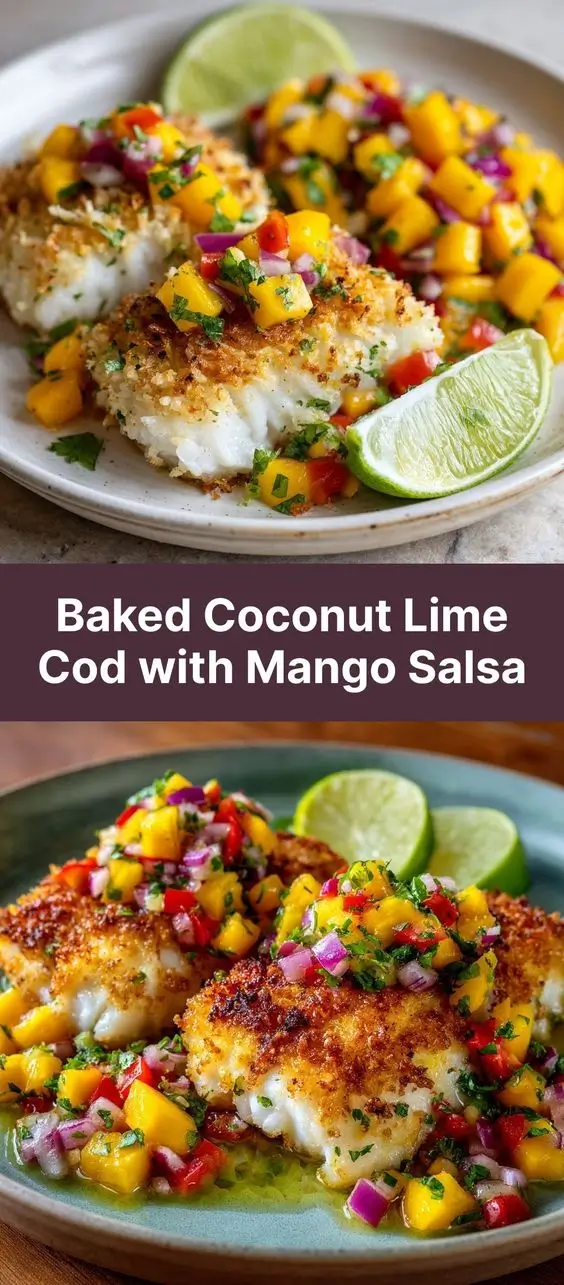 Baked Coconut Lime Cod with Mango Salsa