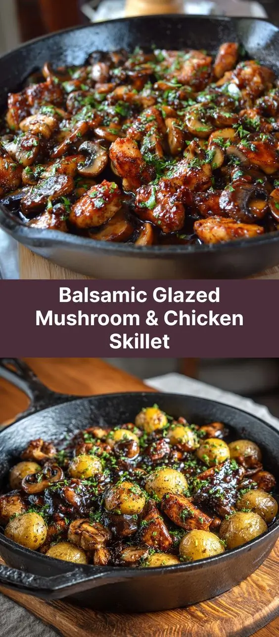 Balsamic Glazed Mushroom & Chicken Skillet