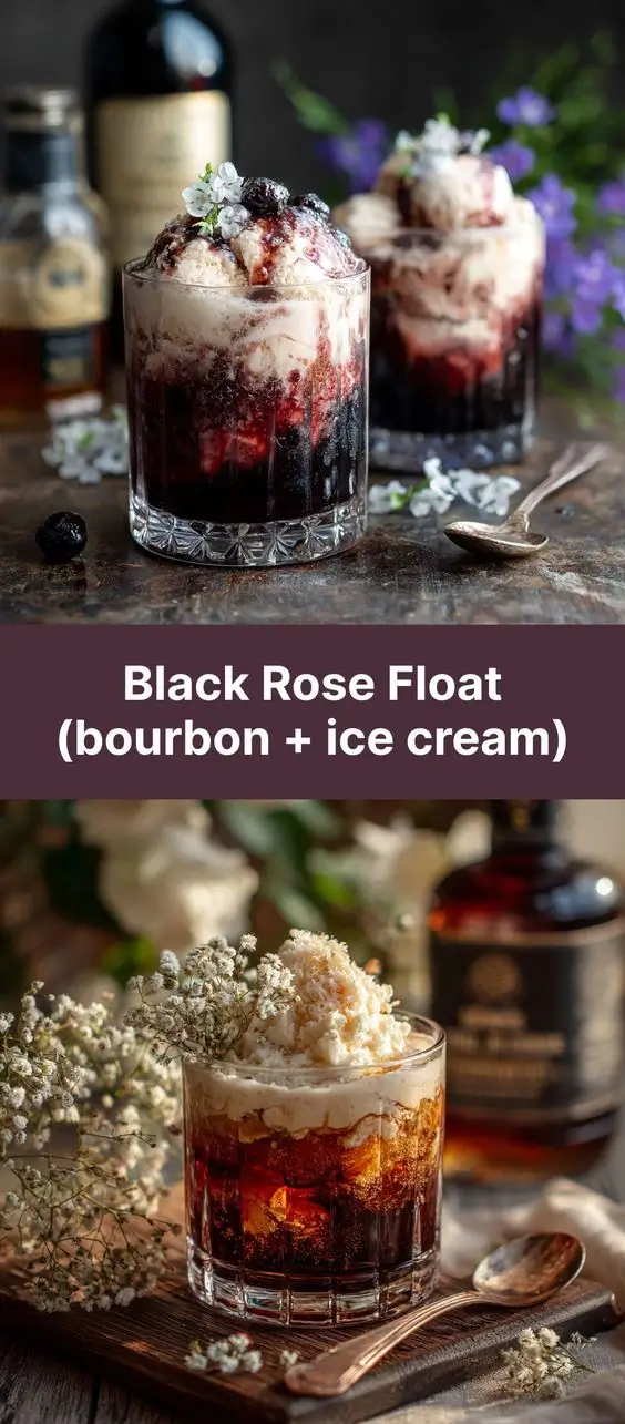 Black Rose Float (bourbon + ice cream)