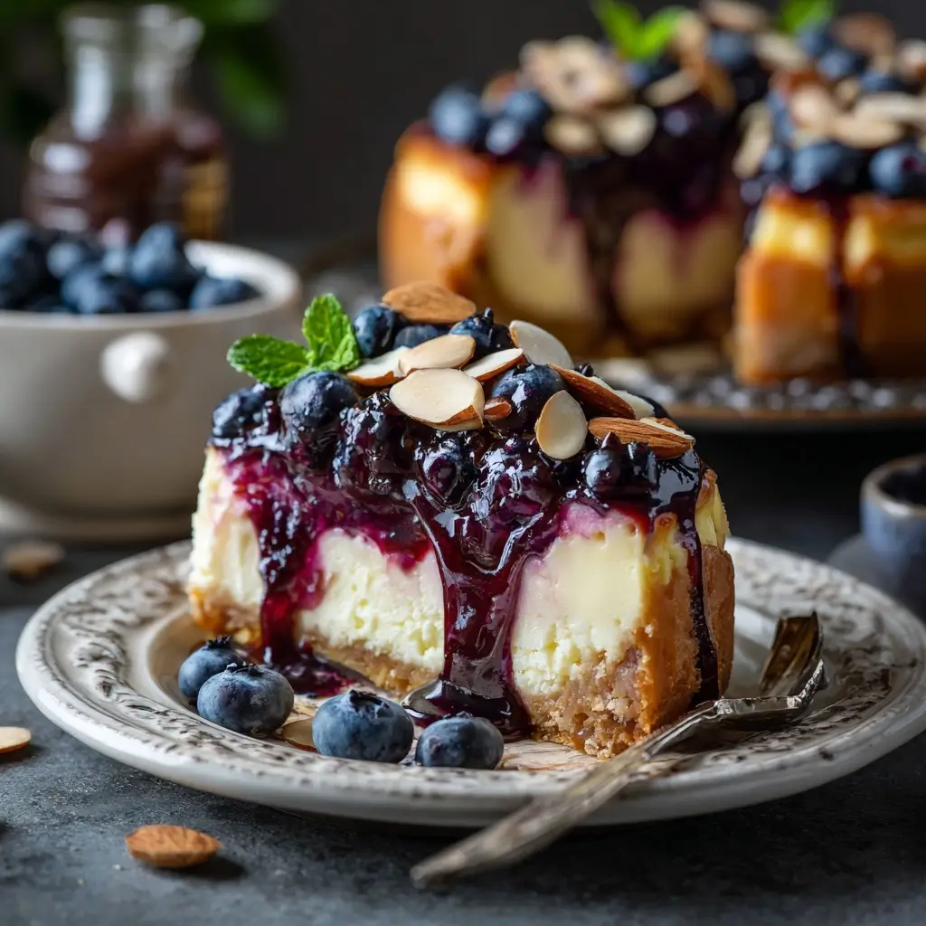 Blueberry Almond Cheesecake