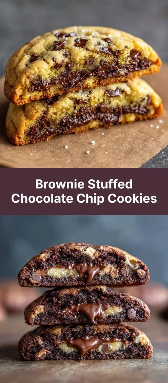 Brownie Stuffed Chocolate Chip Cookies