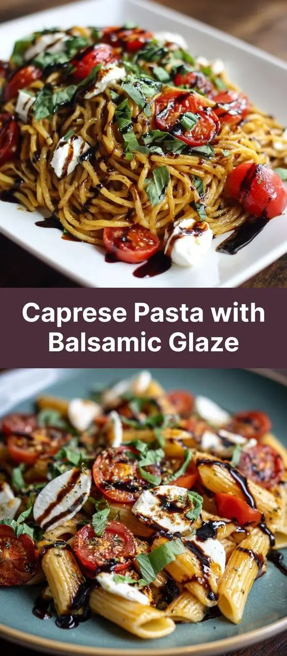 Caprese Pasta with Balsamic Glaze