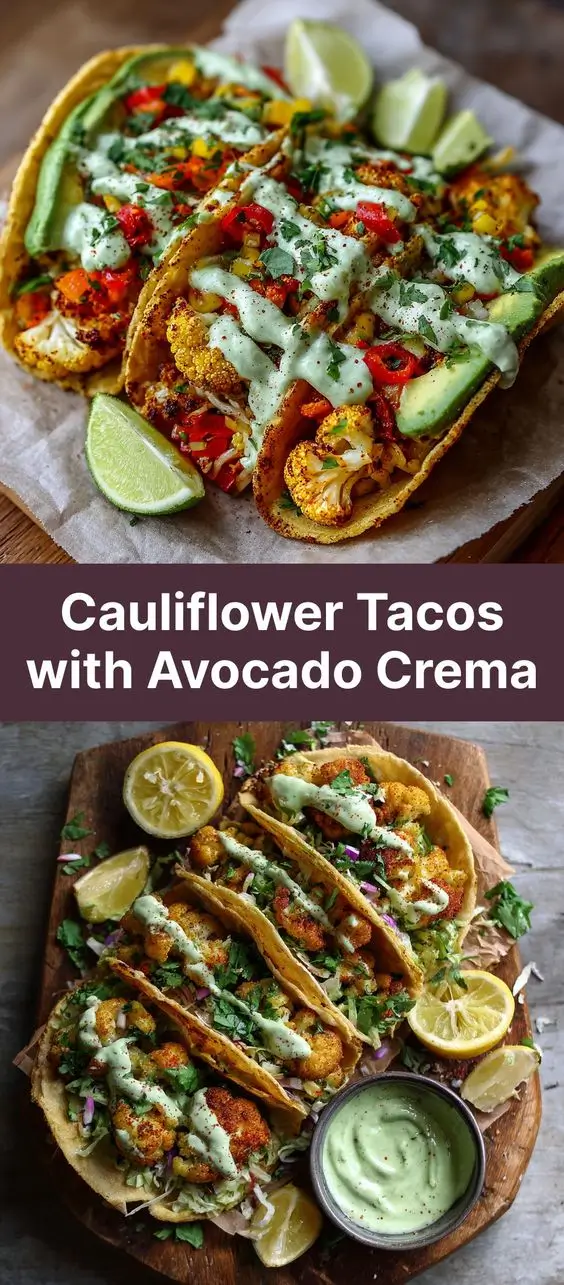 Cauliflower Tacos with Avocado Crema