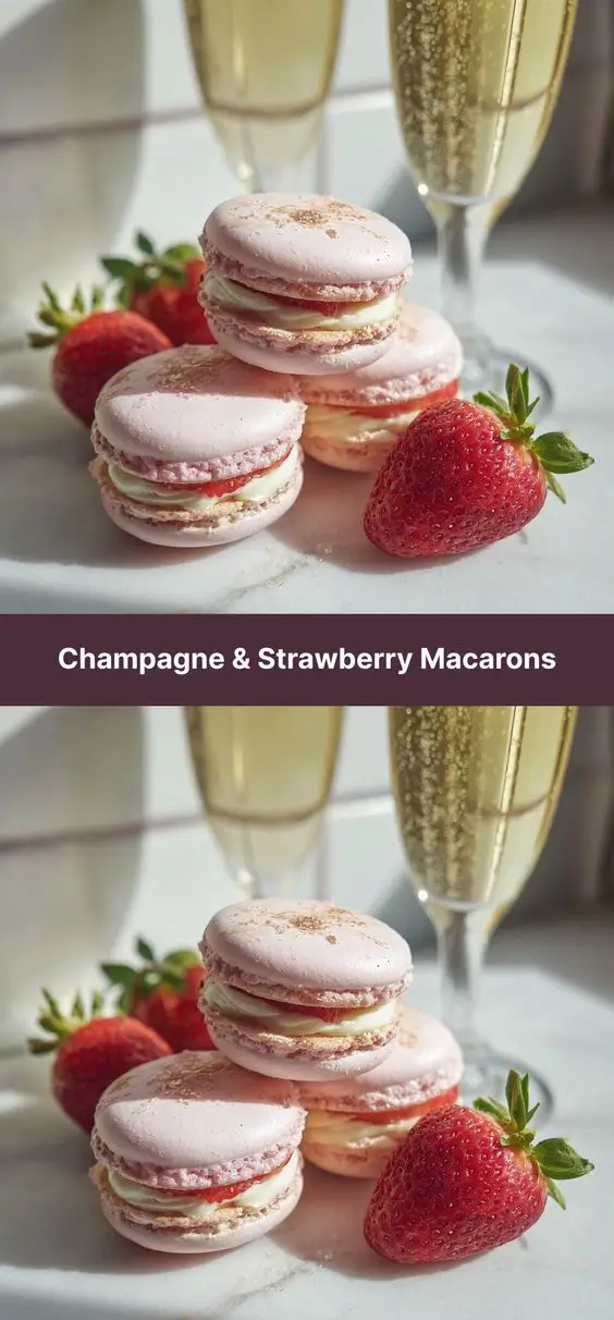 Champagne & Strawberry Macarons