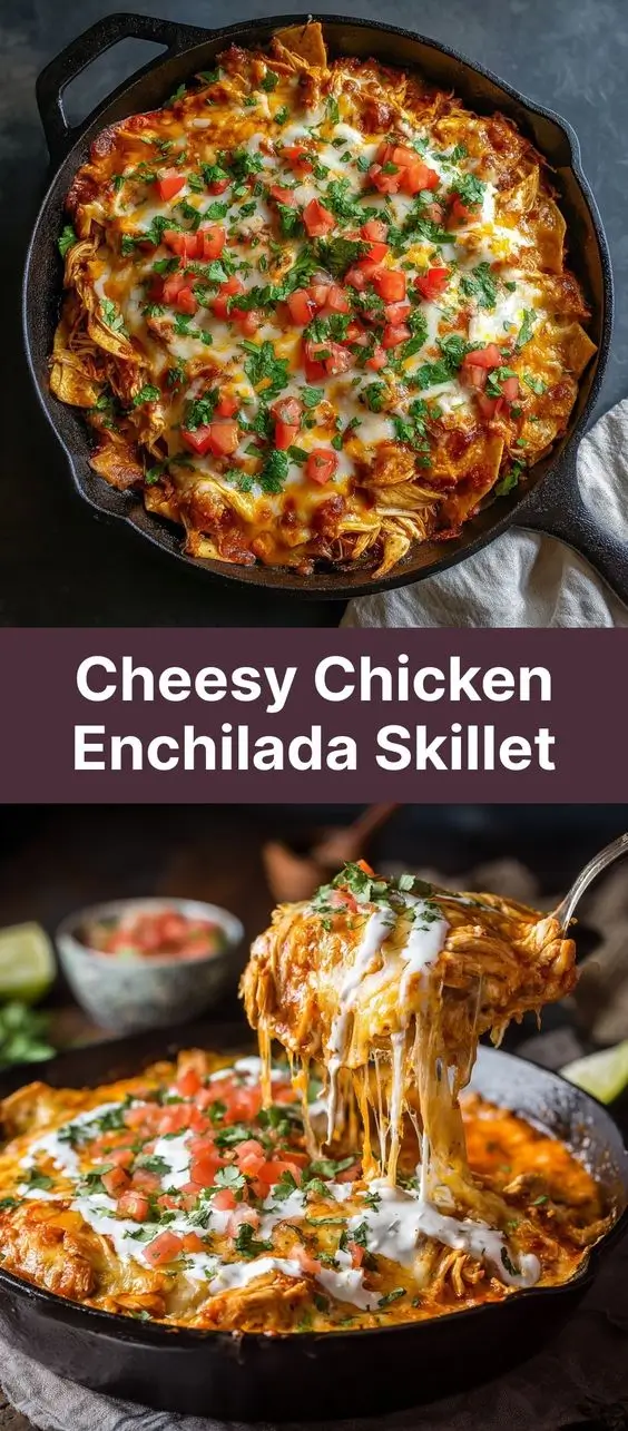 Cheesy Chicken Enchilada Skillet