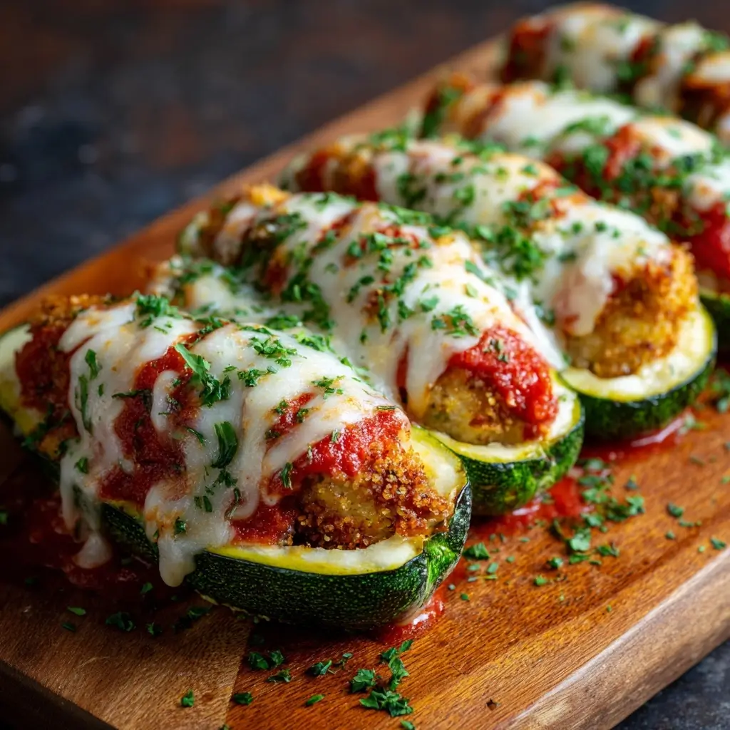 Chicken Parmesan Stuffed Zucchini