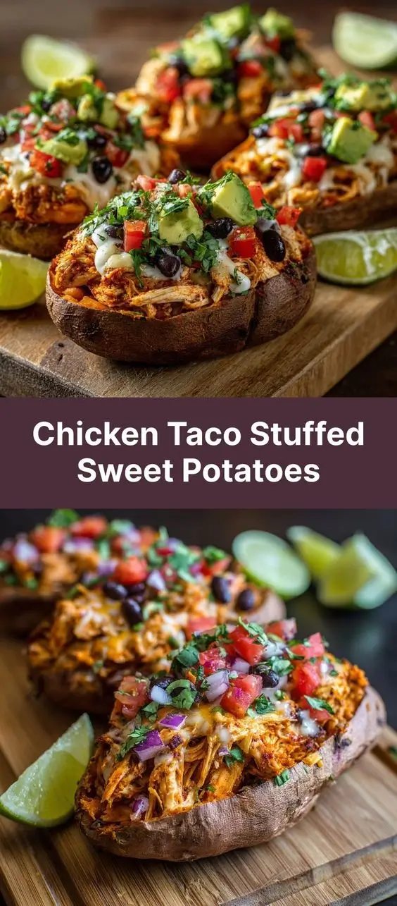 Chicken Taco Stuffed Sweet Potatoes