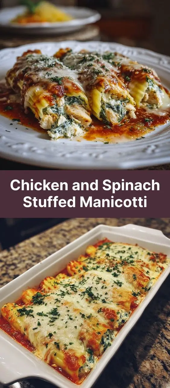 Chicken and Spinach Stuffed Manicotti