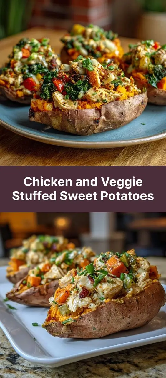 Chicken and Veggie Stuffed Sweet Potatoes