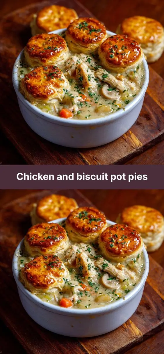 Chicken and biscuit pot pies