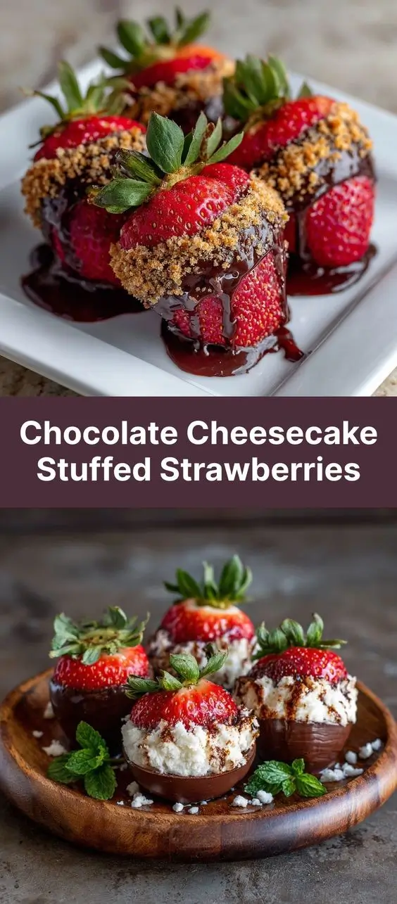 Chocolate Cheesecake Stuffed Strawberries
