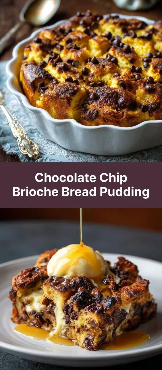 Chocolate Chip Brioche Bread Pudding