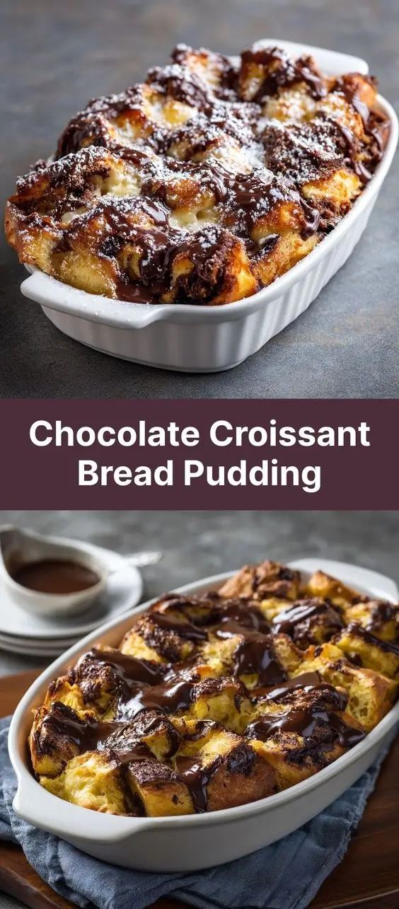 Chocolate Croissant Bread Pudding