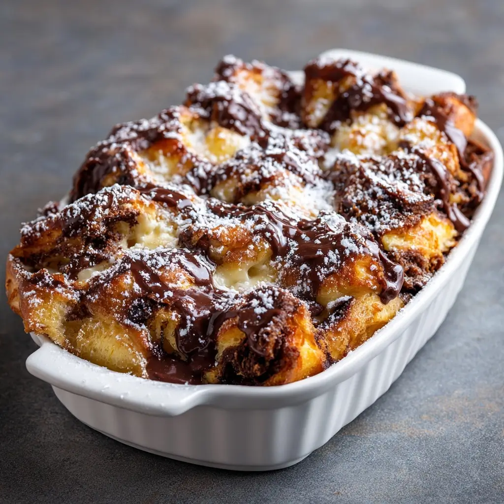 Chocolate Croissant Bread Pudding