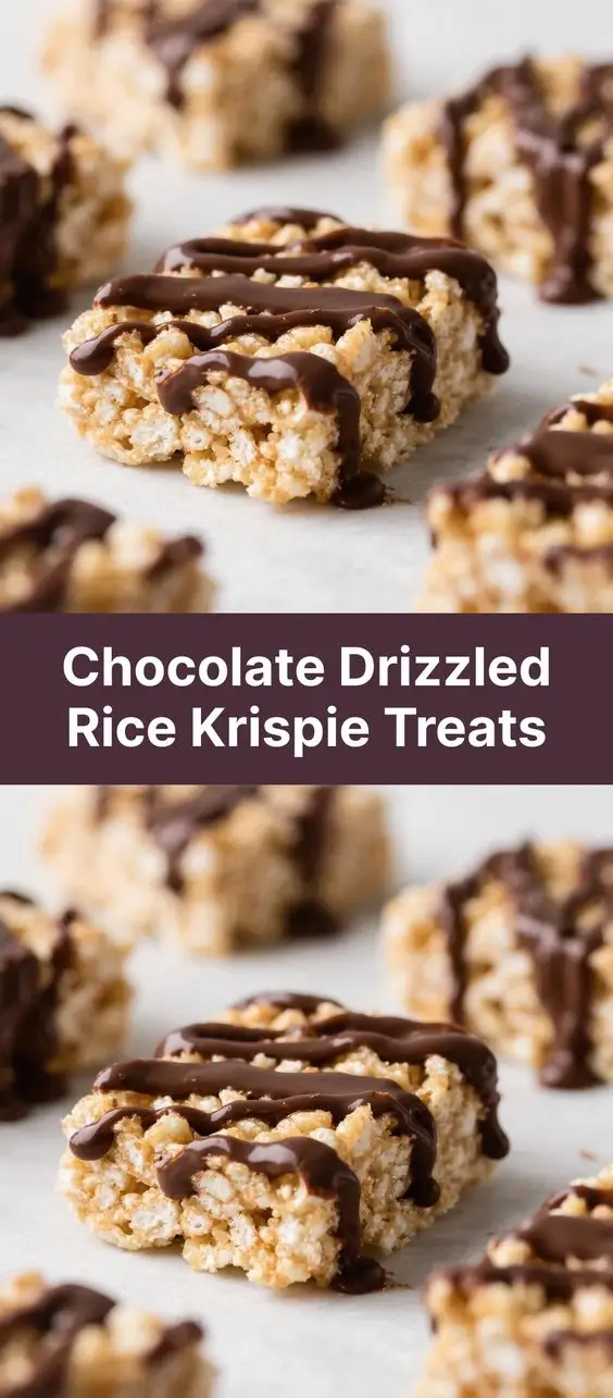Chocolate Drizzled Rice Krispie Treats
