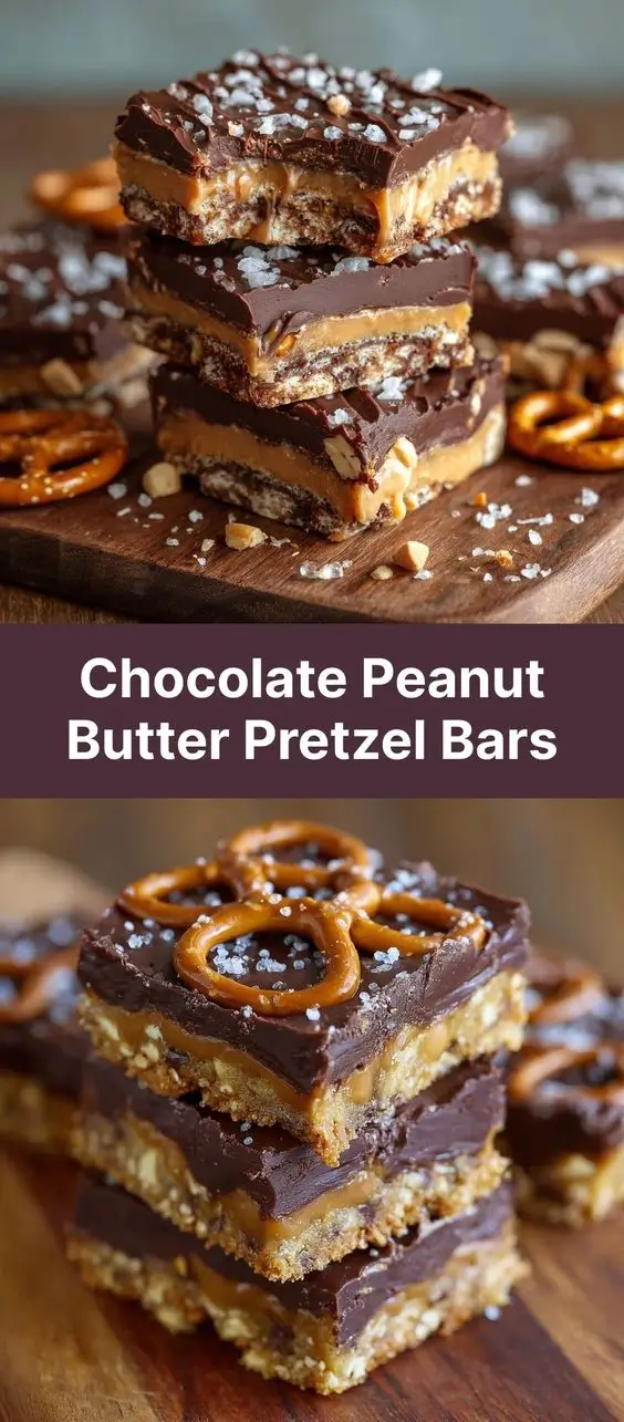 Chocolate Peanut Butter Pretzel Bars