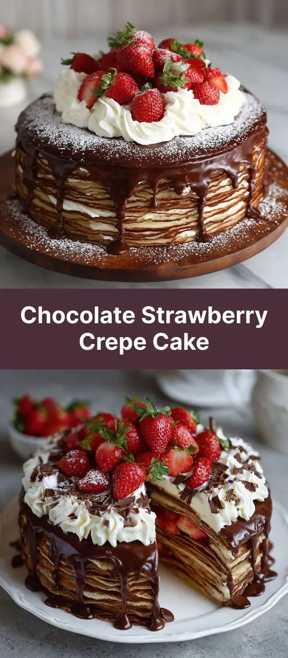 Chocolate Strawberry Crepe Cake