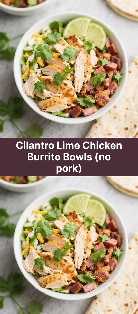 Cilantro Lime Chicken Burrito Bowls (no pork)
