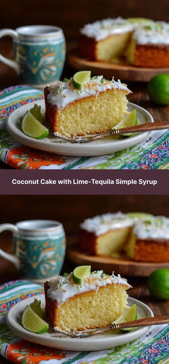 Coconut Cake with Lime‑Tequila Simple Syrup