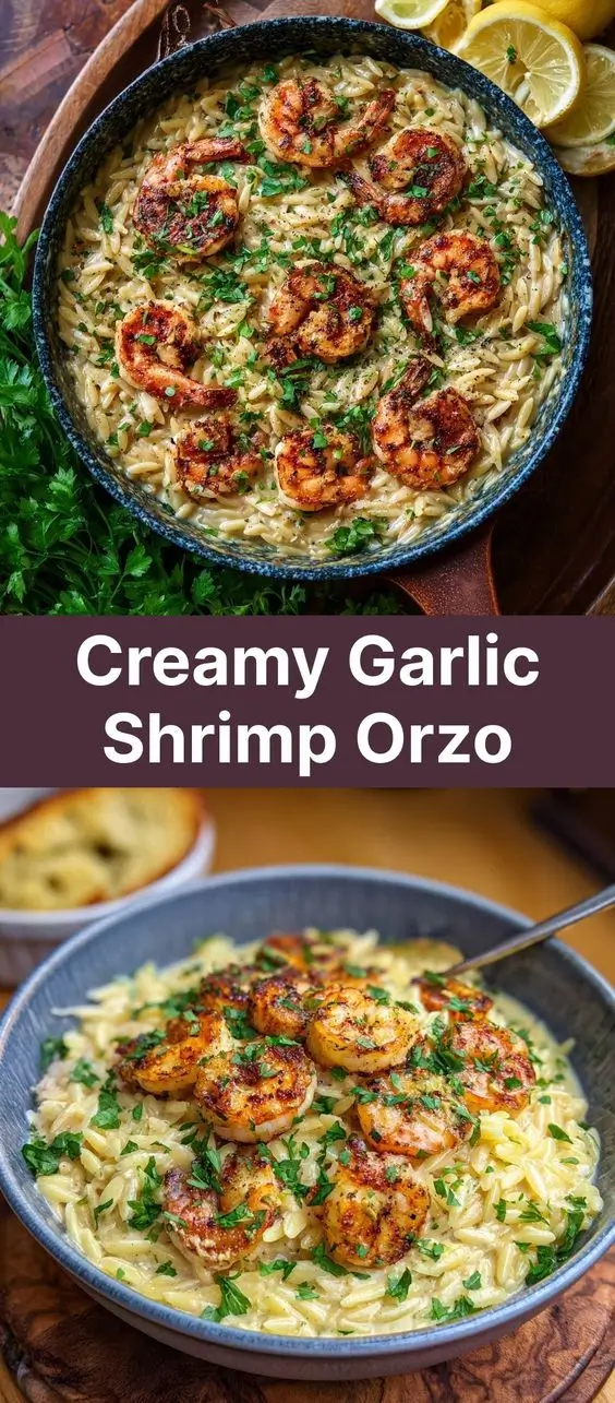 Creamy Garlic Shrimp Orzo