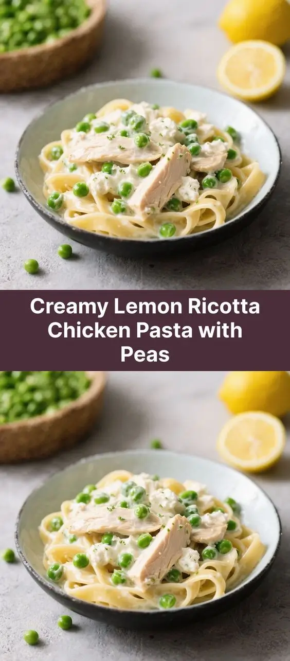 Creamy Lemon Ricotta Chicken Pasta with Peas