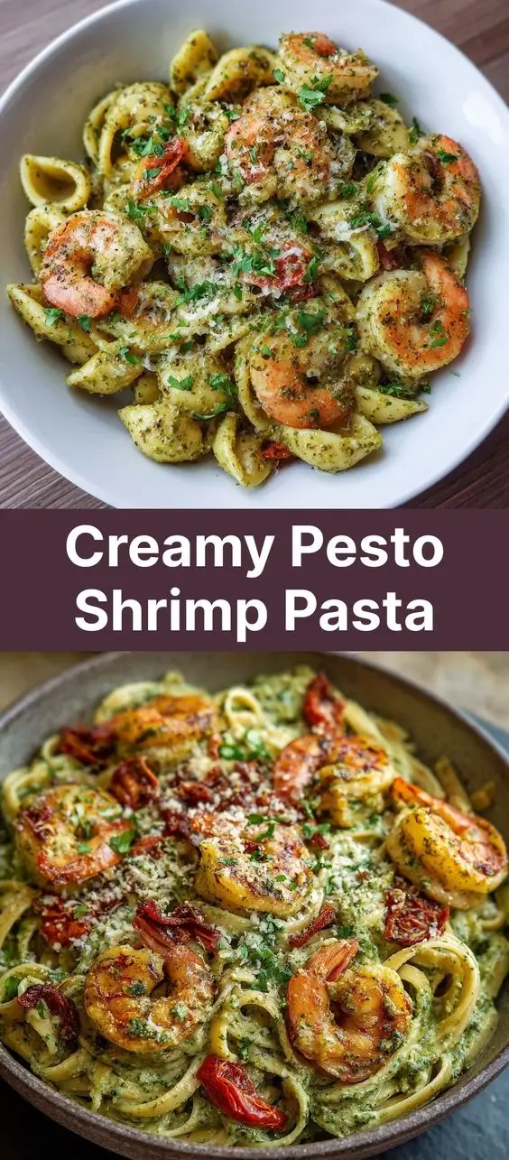 Creamy Pesto Shrimp Pasta