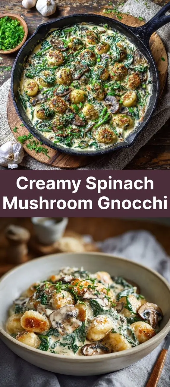 Creamy Spinach Mushroom Gnocchi