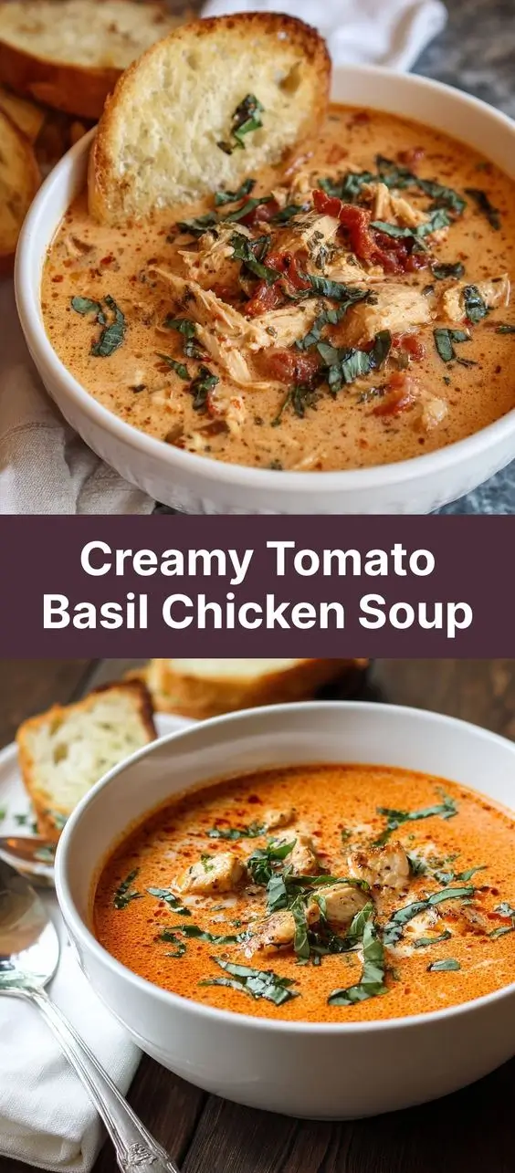 Creamy Tomato Basil Chicken Soup