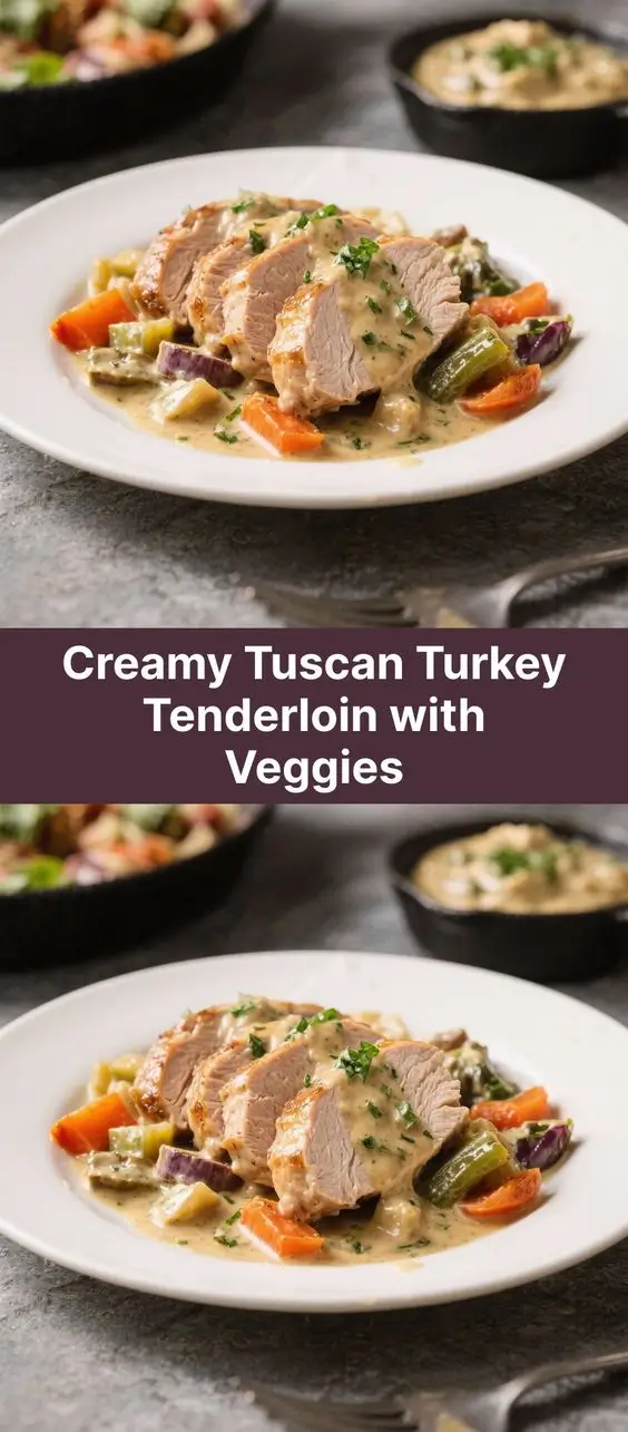 Creamy Tuscan Turkey Tenderloin with Veggies