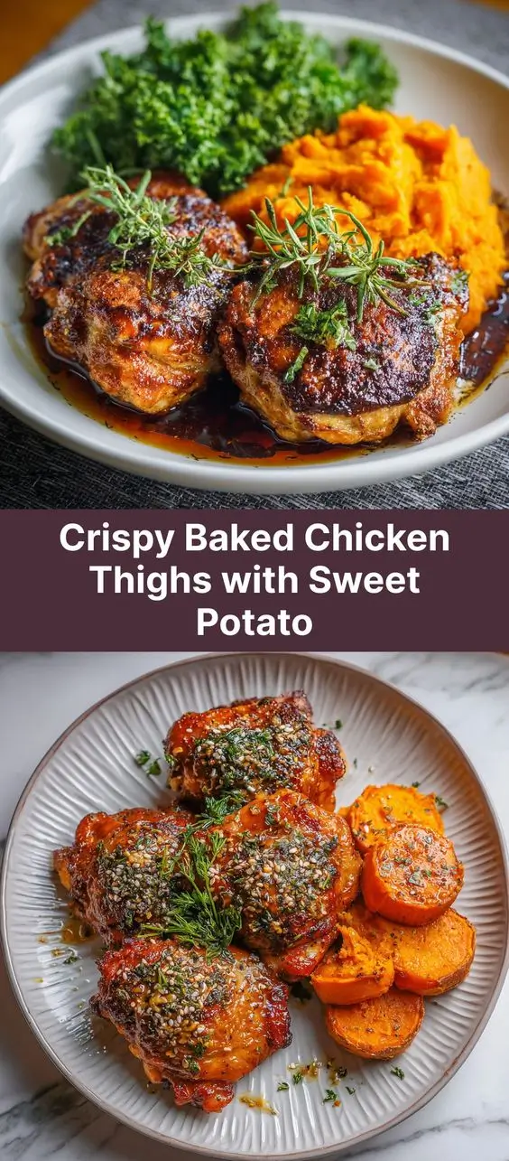 Crispy Baked Chicken Thighs with Sweet Potato