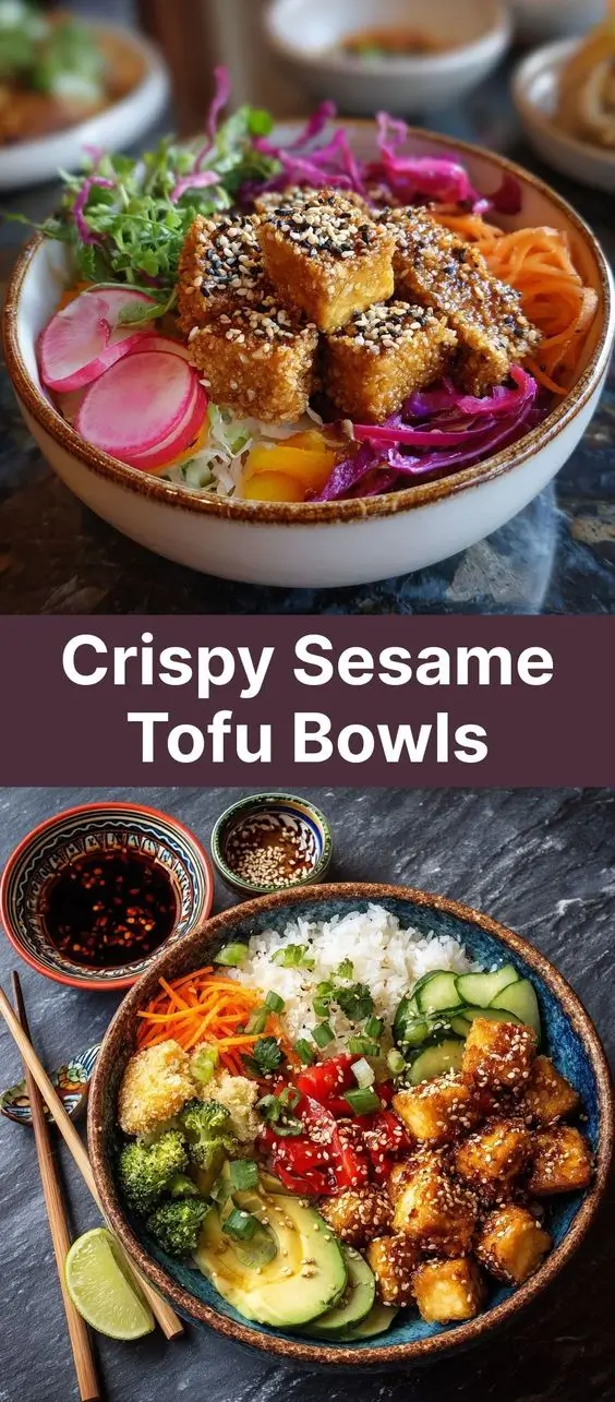 Crispy Sesame Tofu Bowls