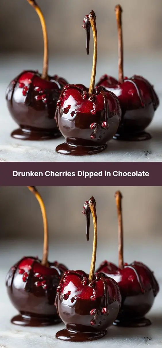 Drunken Cherries Dipped in Chocolate