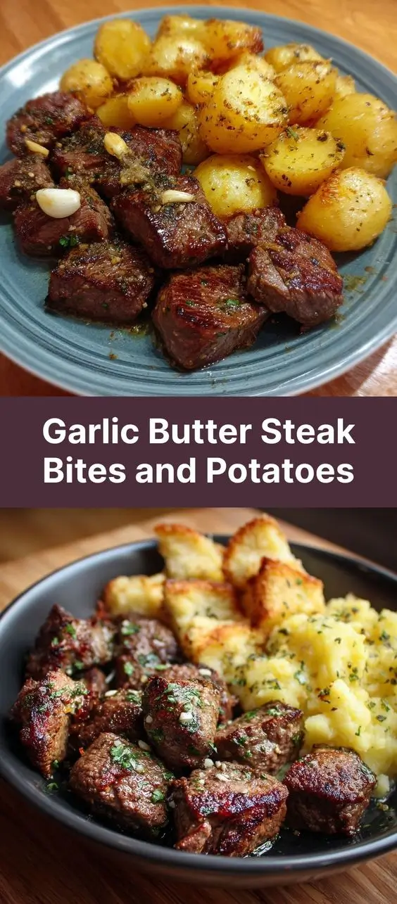 Garlic Butter Steak Bites and Potatoes