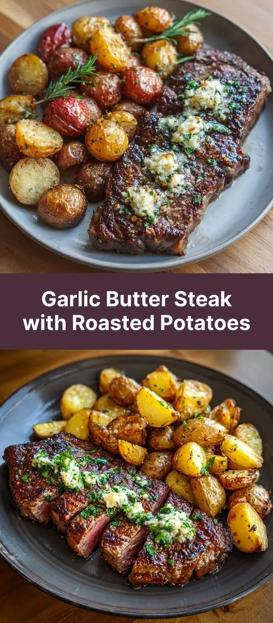 Garlic Butter Steak with Roasted Potatoes