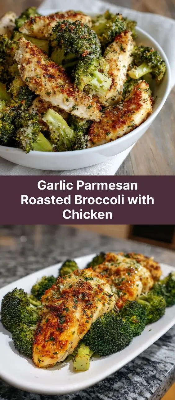 Garlic Parmesan Roasted Broccoli with Chicken