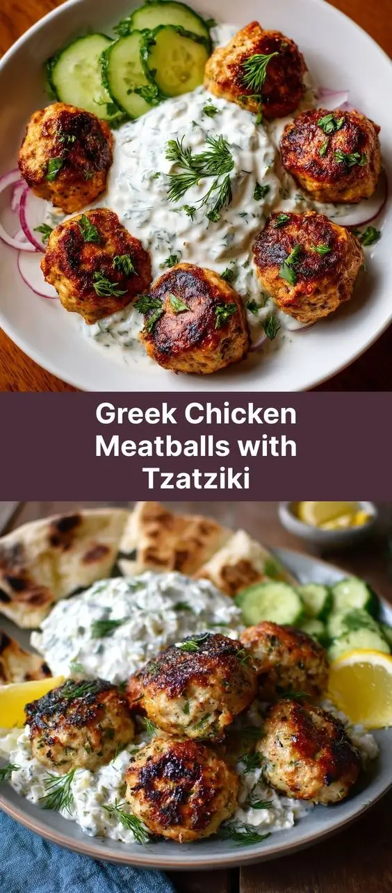 Greek Chicken Meatballs with Tzatziki