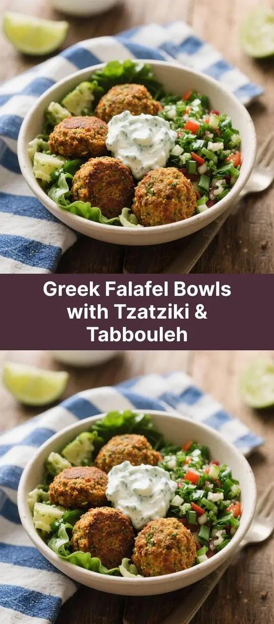 Greek Falafel Bowls with Tzatziki & Tabbouleh