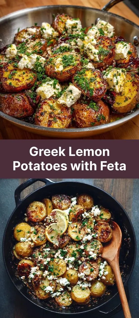 Greek Lemon Potatoes with Feta