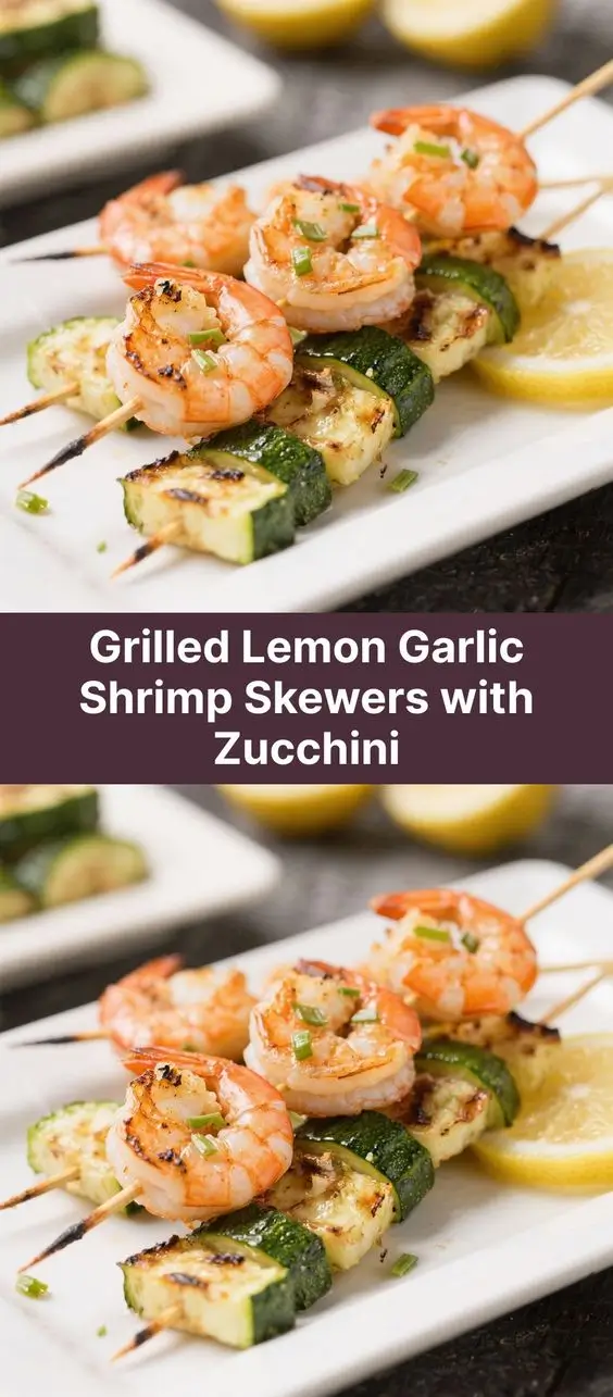 Grilled Lemon Garlic Shrimp Skewers with Zucchini