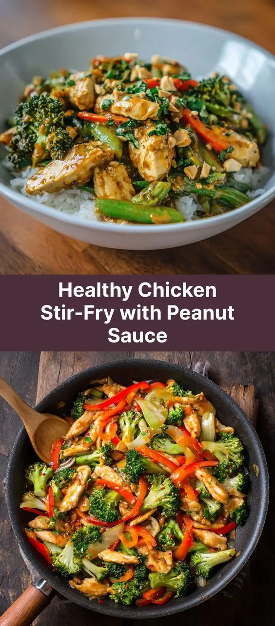 Healthy Chicken Stir-Fry with Peanut Sauce