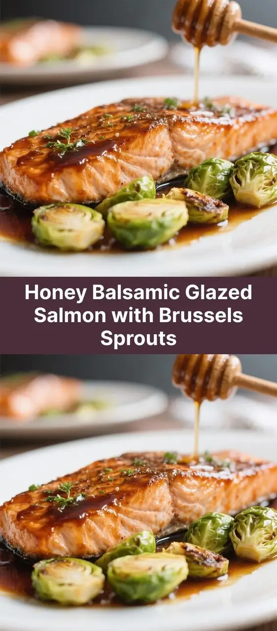 Honey Balsamic Glazed Salmon with Brussels Sprouts