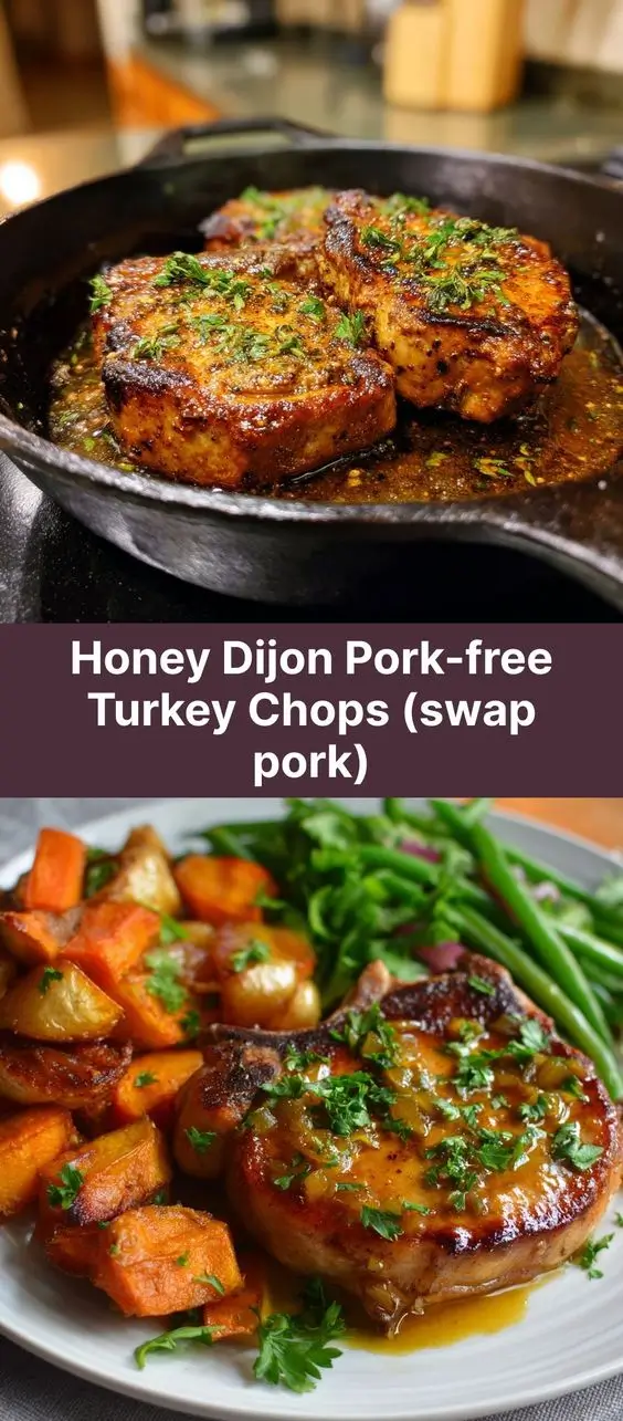Honey Dijon Pork-free Turkey Chops (swap pork)