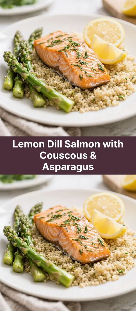 Lemon Dill Salmon with Couscous & Asparagus