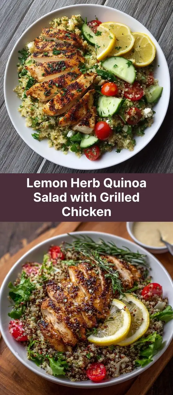 Lemon Herb Quinoa Salad with Grilled Chicken