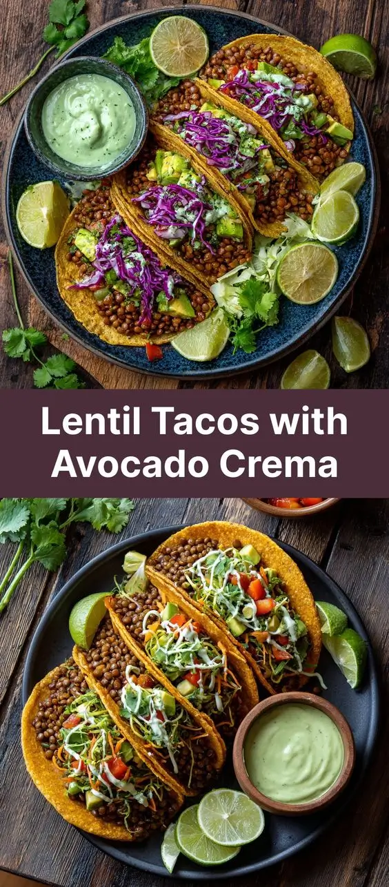 Lentil Tacos with Avocado Crema