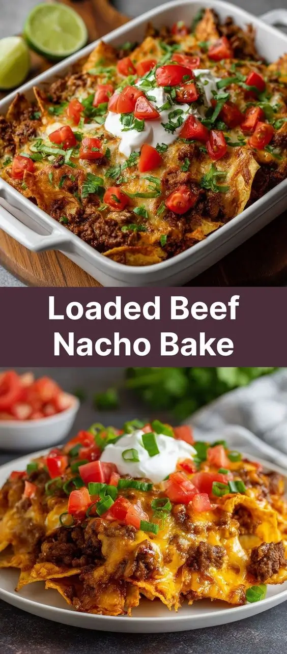 Loaded Beef Nacho Bake